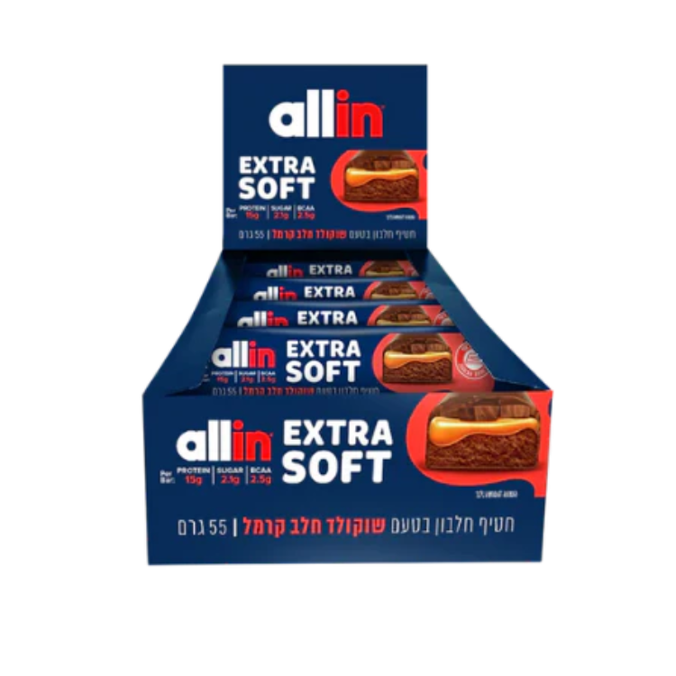 מארז 18 חטיפי חלבון EXTRA SOFT בטעם שוקולד חלב קרמל