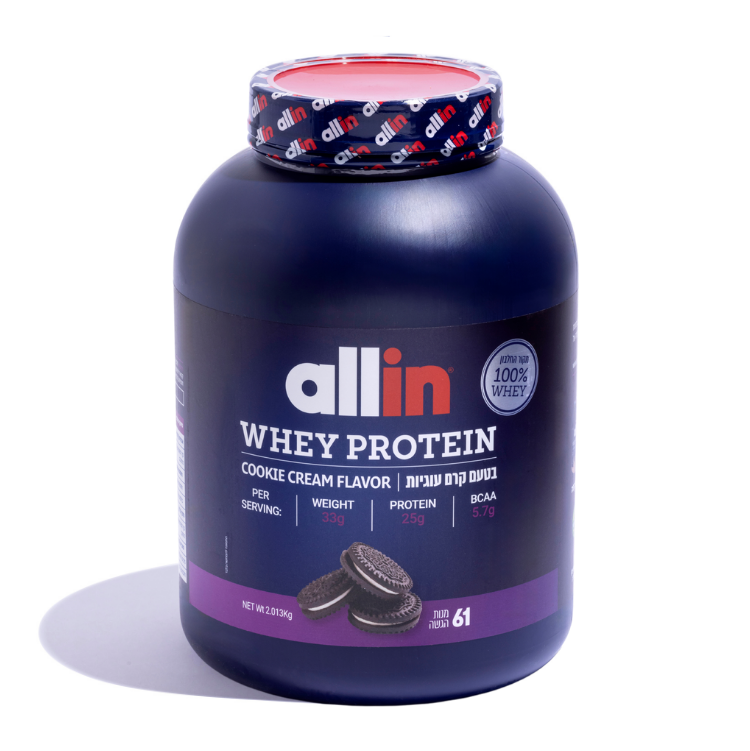 אבקת חלבון WHEY בטעם קרם עוגיות – משקל 2.013 ק"ג (61 מנות)